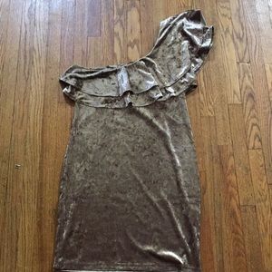 Cute one shoulder crushed velvet dress